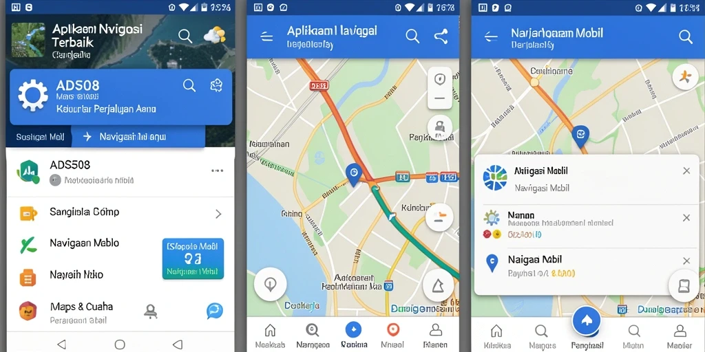 Screenshot utama ADS508 menampilkan antarmuka pengguna Navigasi Mobil yang intuitif.