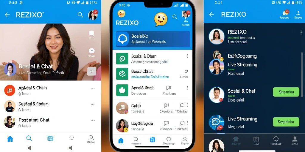 Antarmuka REZIXO menampilkan fungsi Live Streaming yang interaktif dan menarik.