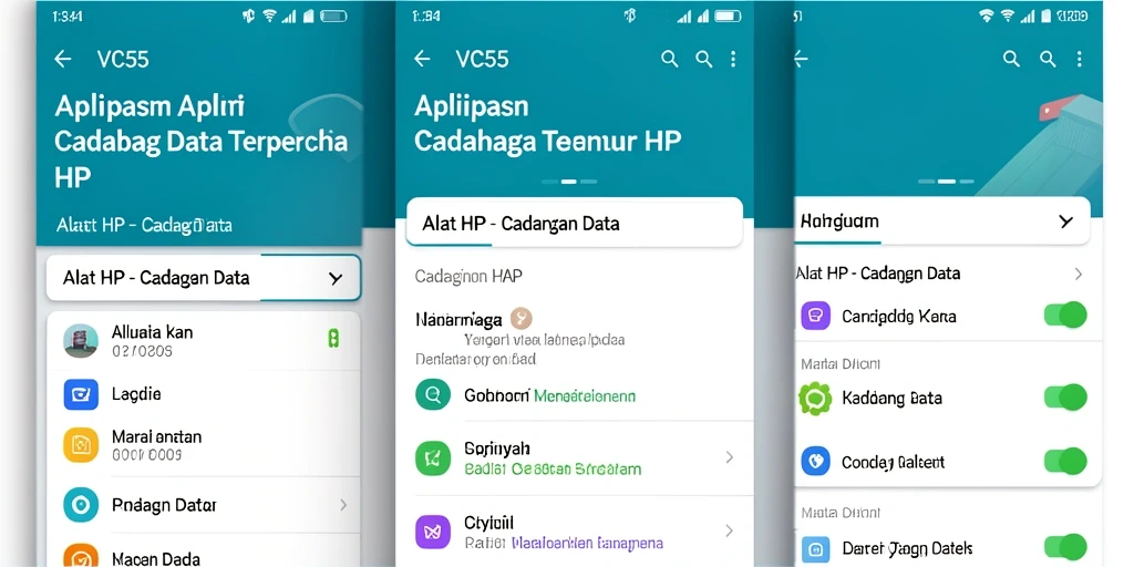 Tampilan antarmuka VC55 untuk cadangan data yang user-friendly.